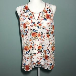 Hawthorne Mixed Media Floral Sleeveless Shirt